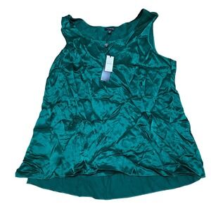 Talbots Women's 16 Emerald Green Silk Satin Sleeveless Shell Top Classic NWT